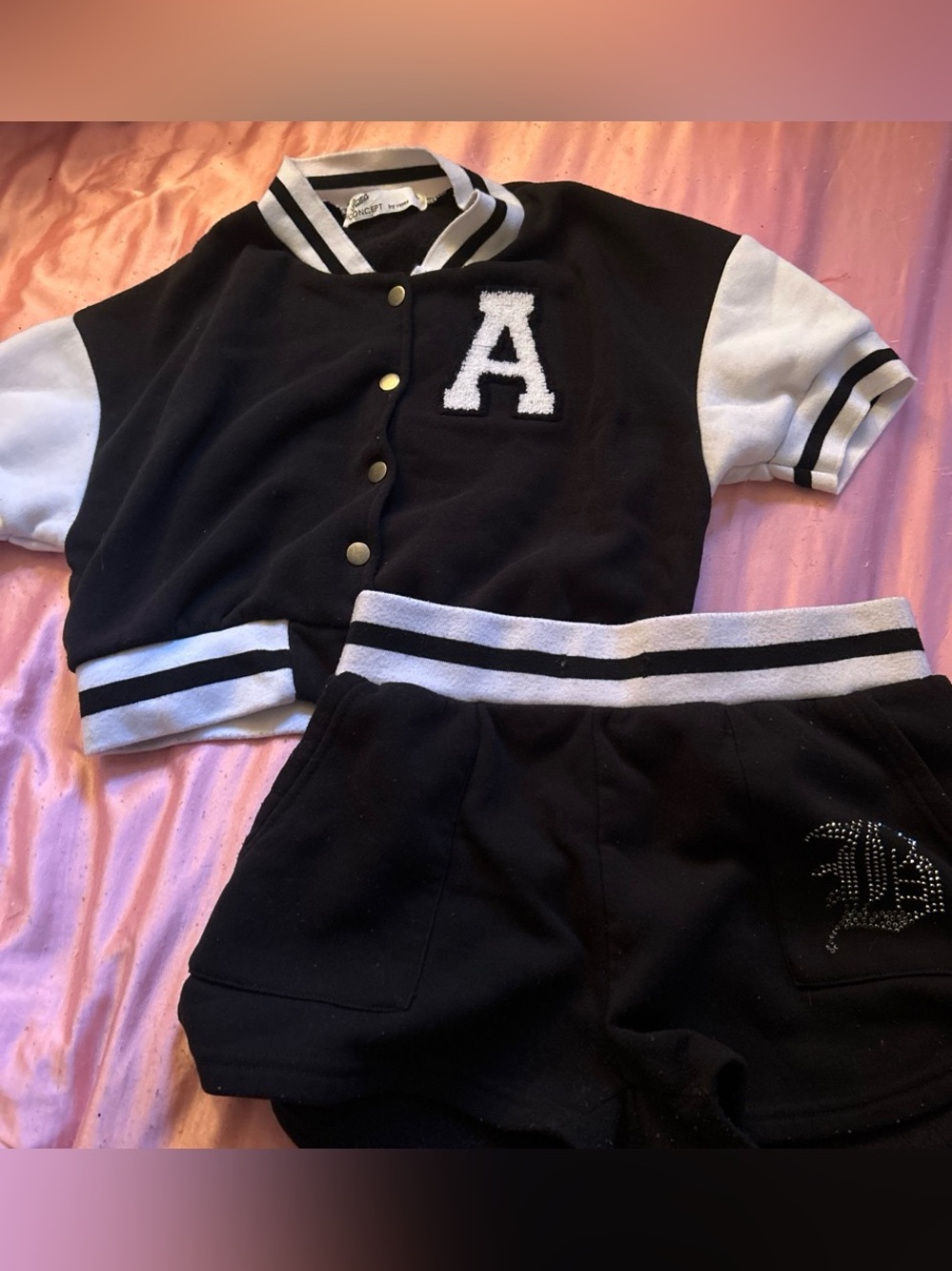 & Other Stories Black and White Varsity Two-Piece Romper Set